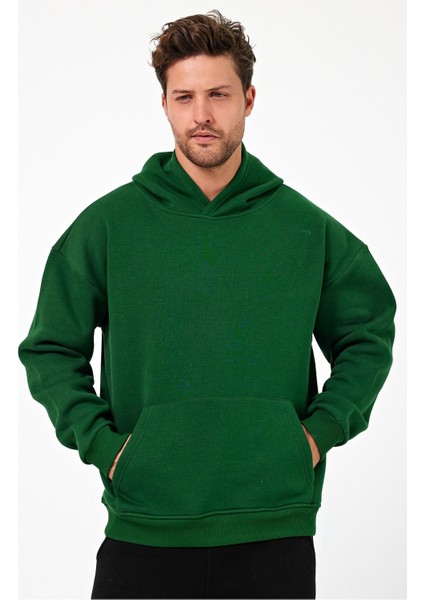 Bafatex Erkek Oversize 3 Iplik Kapşonlu Sweatshirt Yeşil fiyatları