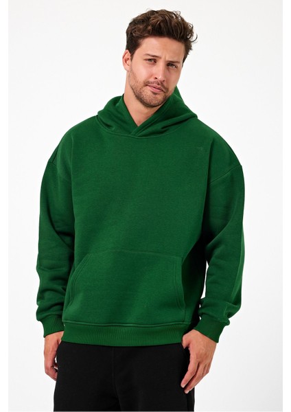Bafatex Erkek Oversize 3 Iplik Kapşonlu Sweatshirt Yeşil fırsatları