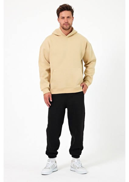 Bafatex Erkek Oversize 3 Iplik Kapşonlu Sweatshirt Bej fiyatları