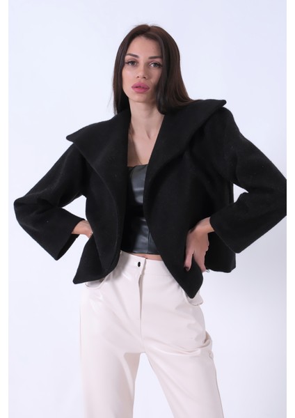 Siyah Peluş Şal Yaka Kapamasız Ceket 0105139.01 fırsatları