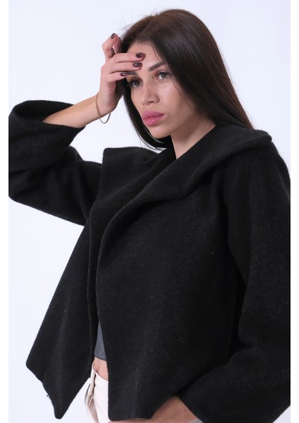 Siyah Peluş Şal Yaka Kapamasız Ceket 0105139.01 indirimleri