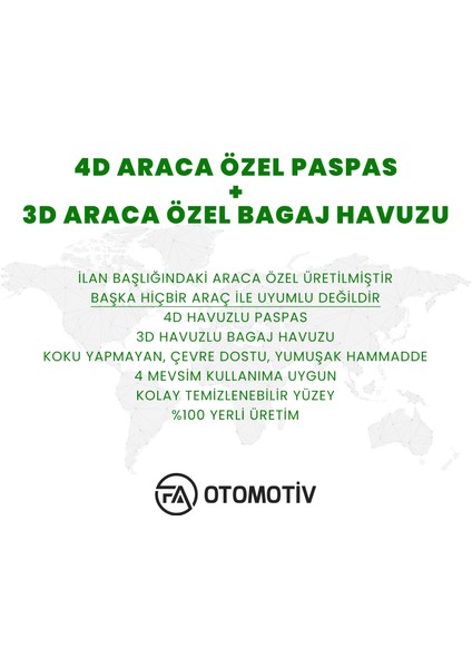 Toyota Proace-City 4d Havuzlu Paspas ve Bagaj Havuzu Seti 2019 Model ve Sonrası
