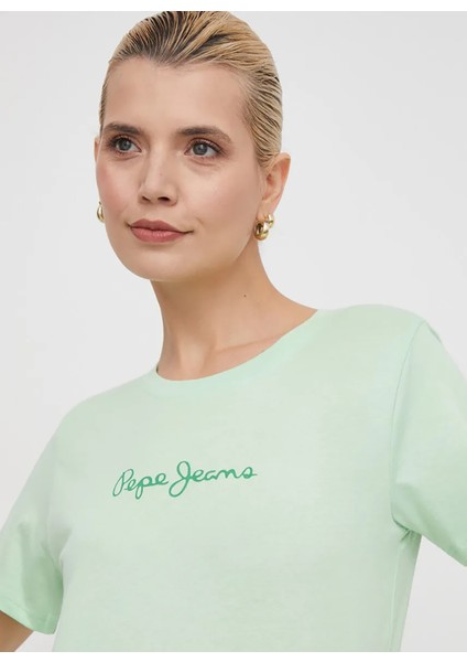 Bisiklet Yaka Düz Açık Yeşil Kadın T-Shirt PL505827 fiyatları