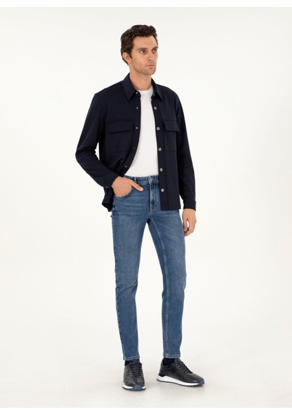 Normal Bel Normal Paça Slim Fit Açık Lacivert Erkek Denim Pantolon Morens