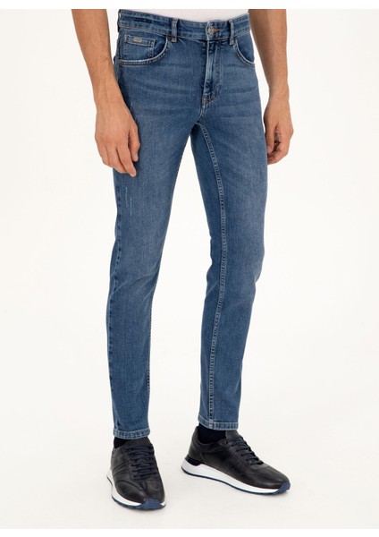 Normal Bel Normal Paça Slim Fit Açık Lacivert Erkek Denim Pantolon Morens