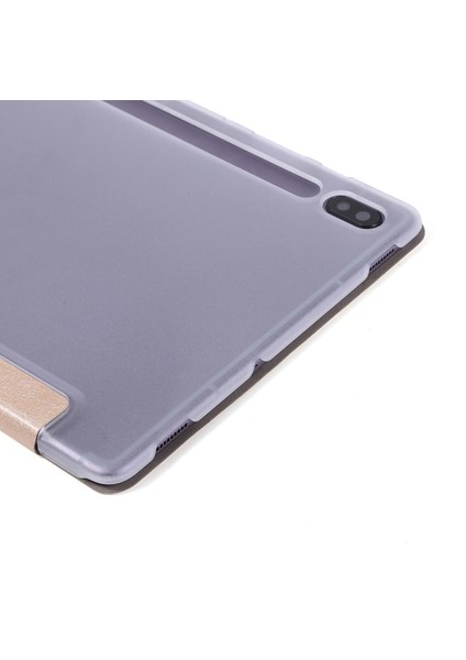 Samsung Galaxy Tab S8 Için Ipek Doku Pu Deri Üç Katlı Stand si Tablet Kılıfı (Yurt Dışından)