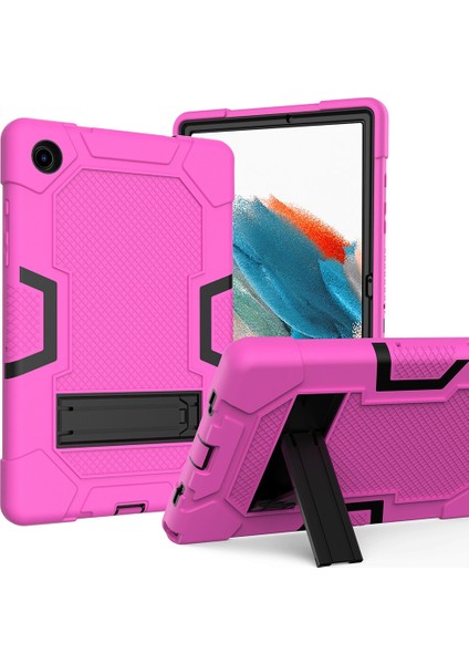 Samsung Galaxy Tab A8 10.5 (2021/2022) Için Kontrast Renkli Pc Silikon Kapak Kick Stand Tasarımı Koruyucu Gül / Tablet Kılıfı (Yurt Dışından)