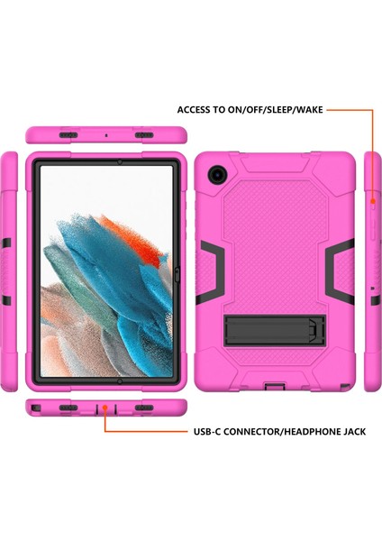 Samsung Galaxy Tab A8 10.5 (2021/2022) Için Kontrast Renkli Pc Silikon Kapak Kick Stand Tasarımı Koruyucu Gül / Tablet Kılıfı (Yurt Dışından)