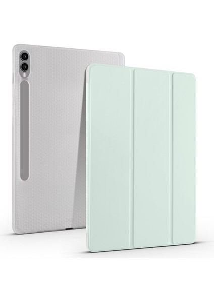 Samsung Galaxy Tab S9 Pu Şeffaf Tpu Arka Kapak Kalem Yuvası ile Açık Tablet Kılıfı (Yurt Dışından)