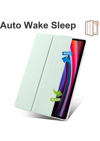 Samsung Galaxy Tab S9 Pu Şeffaf Tpu Arka Kapak Kalem Yuvası ile Açık Tablet Kılıfı (Yurt Dışından)