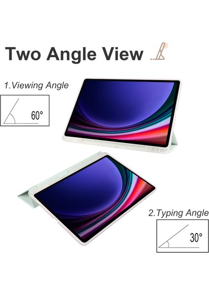 Samsung Galaxy Tab S9 Pu Şeffaf Tpu Arka Kapak Kalem Yuvası ile Açık Tablet Kılıfı (Yurt Dışından)