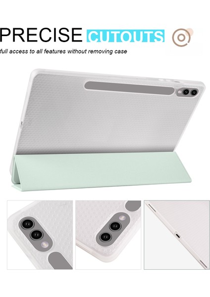 Samsung Galaxy Tab S9 Pu Şeffaf Tpu Arka Kapak Kalem Yuvası ile Açık Tablet Kılıfı (Yurt Dışından)