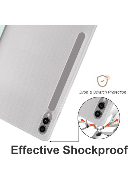 Samsung Galaxy Tab S9 Pu Şeffaf Tpu Arka Kapak Kalem Yuvası ile Açık Tablet Kılıfı (Yurt Dışından)