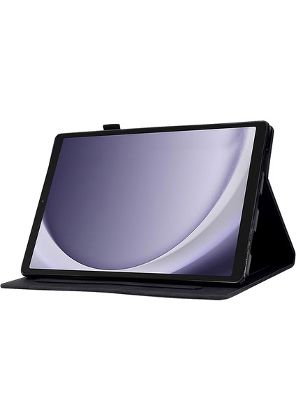Samsung Galaxy Tab A9 Gülümseme Baskılı Mikrofiber Deri Kart Tutucu Akıllı Kapak Tablet Kılıfı (Yurt Dışından)