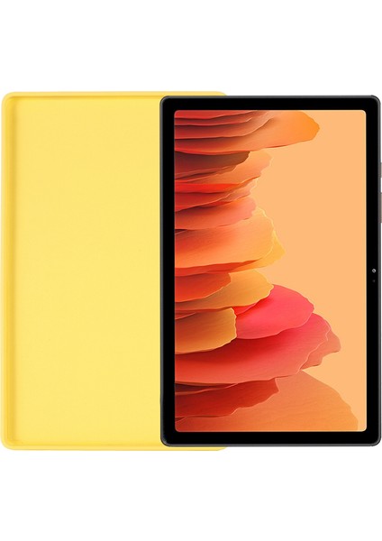 Samsung Galaxy Tab A7 10.4 (2022/2020) Sıvı Silikon Damla Geçirmez Koruyucu Kapak Sarı Tablet Kılıfı (Yurt Dışından)