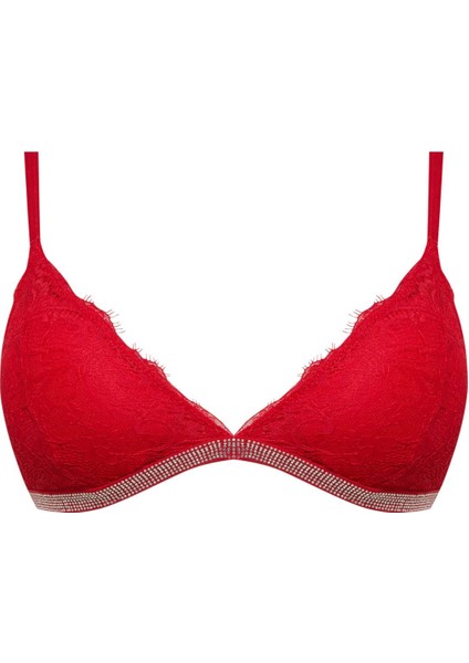 Dantelli Çıkarılabilir Pedli Kırmızı Bra-Fall in Love D6411AX24WN