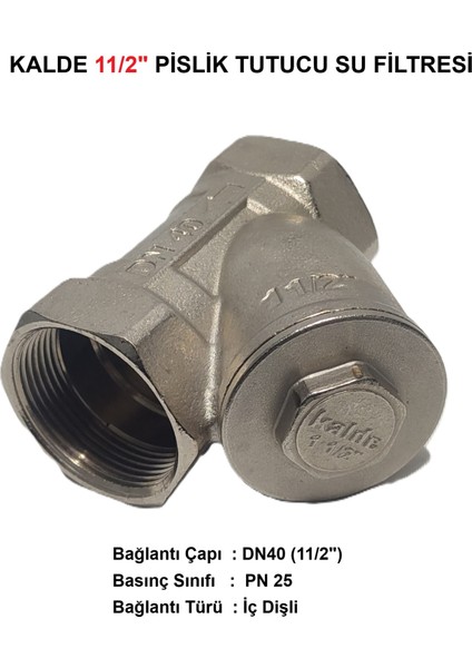 11/2" Sarı / Krom Pislik Tutucu Su Filtresi DN40 - Threaded Strainer