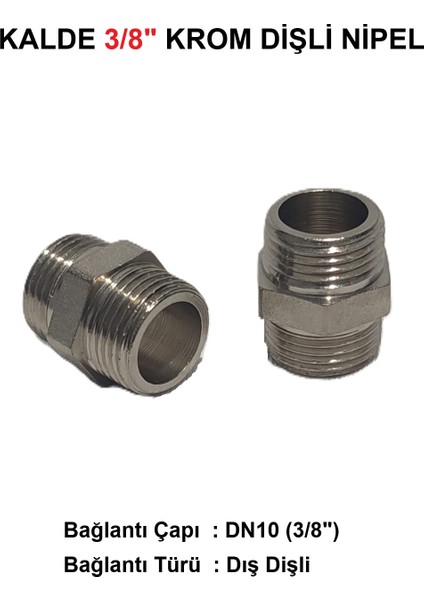 3/8" Sarı / Krom Dişli Nipel DN10 - Chrome Nipple