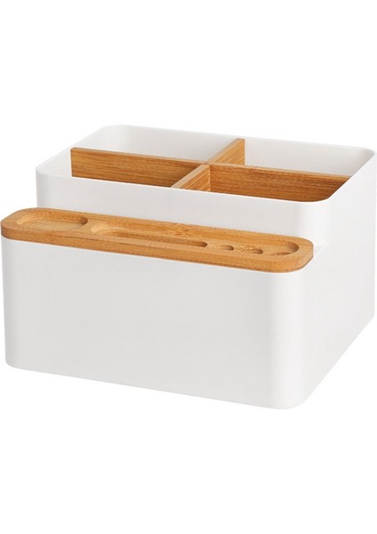 Ahşap Depolama Tutucu Masaüstü Saklama Kutusu Kasa Doku Kutusu Kırtasiye Uzaktan Kumanda Tutucu Ev Masa Organizatör-A (Yurt Dışından)