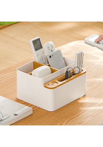 Ahşap Depolama Tutucu Masaüstü Saklama Kutusu Kasa Doku Kutusu Kırtasiye Uzaktan Kumanda Tutucu Ev Masa Organizatör-A (Yurt Dışından) fiyatları