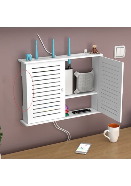 Kablosuz Wifi Router Saklama Kutuları Ahşap Kutu Kablo Sh-Çift Kapı (Yurt Dışından)