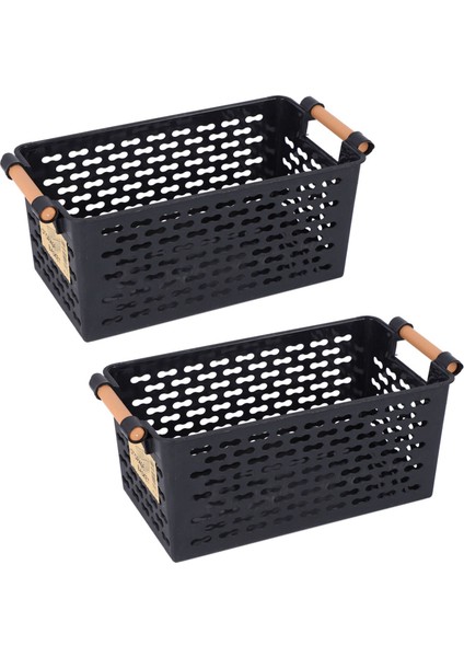 Plastik Masaüstü Dikdörtgen Banyo Saklama Kutusu Banyo Sepeti Siyah (Yurt Dışından)