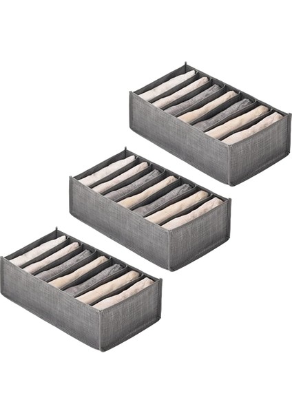 3 Parça Dolap Düzenleyici, Saklama Kutuları, Kot Düzenleyici, Istiflenebilir Saklama Kutusu, Çekmeceli Dolap Için Gri Saklama Kutusu, A (Yurt Dışından)