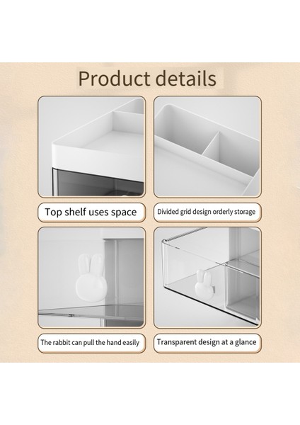 Masaüstü Saklama Kutusu Tüp Şeffaf Çekmece Tavşan Saklama Kutusu Pembe (Yurt Dışından) modelleri