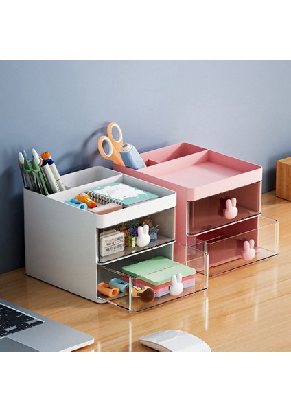 Masaüstü Saklama Kutusu Tüp Şeffaf Çekmece Tavşan Saklama Kutusu Pembe (Yurt Dışından) indirimleri
