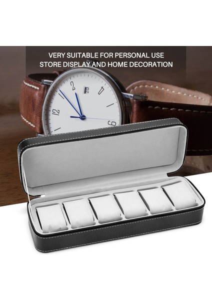 6 Yuvalı Saat Kutusu Fermuarlı Kasa Toplayıcı Takı Saklama Kutusu (Siyah) (Yurt Dışından) modelleri