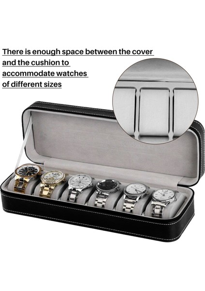 6 Yuvalı Saat Kutusu Fermuarlı Kasa Toplayıcı Takı Saklama Kutusu (Siyah) (Yurt Dışından) indirimleri
