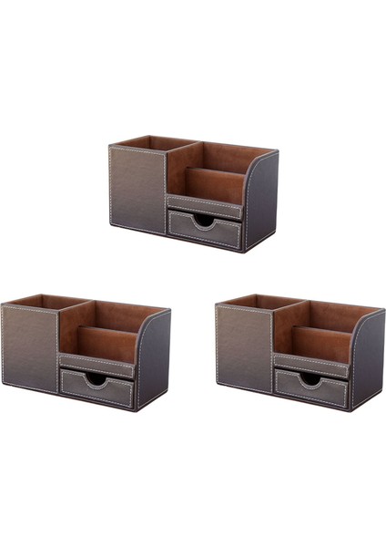 1 Adet Masa Saklama Kutusu Kalem/kurşun Kalem, Cep Telefonu Tutucu (Kahverengi-Pazen) (Yurt Dışından)