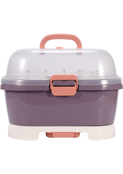 Taşınabilir Biberon Kurutma Plastik Sofra Kuru Saklama Kutusu-Mor (Yurt Dışından)
