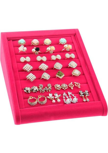 Kadife Yüzük Takı Ekranı Sh Küpe Saklama Kutusu Kutusu, Gül Kırmızısı (Yurt Dışından) fırsatları