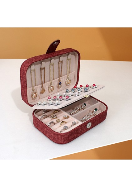 Çok Katmanlı Kapaklı Mücevher Kutusu Küpe Kolye Saklama Kutusu (Haki) (Yurt Dışından) fırsatları