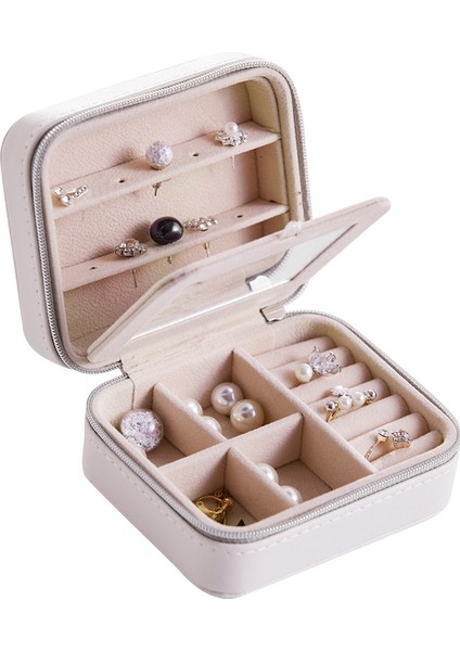 Taşınabilir Avel Mücevher Kutusu Küpe Küpe Saklama Kutusu Beyaz (Yurt Dışından) indirimleri