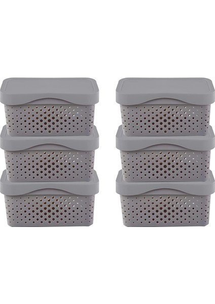 6 Adet Kapaklı Saklama Sepeti, Istiflenebilir Masaüstü Saklama Kutusu (Yurt Dışından)