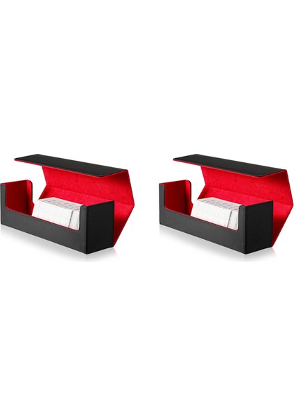 Desk Box 400'LÜ Kart Oyunları Için Kart Saklama Kutusu (Siyah+Kırmızı) (Yurt Dışından)