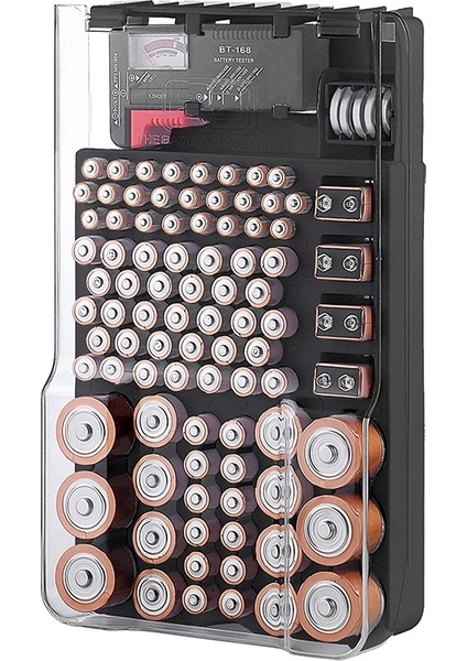 Pil Saklama Kutusu, Menteşeli Şeffaf Kapaklı Düzenleyici, Siyah (Yurt Dışından)