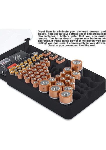 Pil Saklama Kutusu, Menteşeli Şeffaf Kapaklı Düzenleyici, Siyah (Yurt Dışından) modelleri