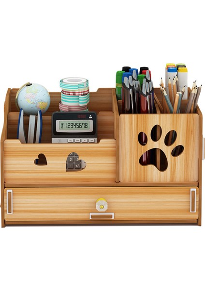 Kalemlik Saklama Kutusu Masaüstü Dekorasyonu Ceviz Ahşap Rengi (Yurt Dışından)