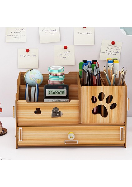 Kalemlik Saklama Kutusu Masaüstü Dekorasyonu Ceviz Ahşap Rengi (Yurt Dışından) fırsatları