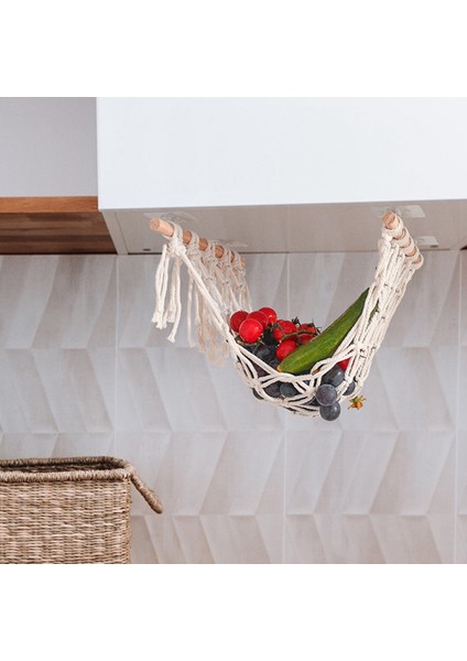 Mutfak Meyve ve Sebze Filesi Çantası El Dokuma Depolama Sepeti Asılı Büyük Kapasiteli Dolap Saklama Çantası (Yurt Dışından) fırsatları