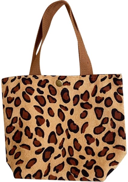 Fitilli Kadife Öğle Yemeği Kutusu Bento Çanta Sevimli Saklama Çantası (Leopar Desenli) (Yurt Dışından)