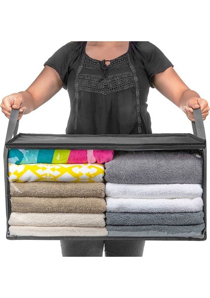 2pcs Istiflenebilir Dokumasız Giysi Saklama Toplama Kutusu-Gri (Yurt Dışından) indirimleri