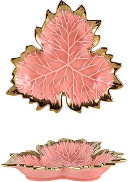 Phnom Penh Akçaağaç Yaprağı Plaka Seramik Takı Saklama ve Sofra E (Yurt Dışından)