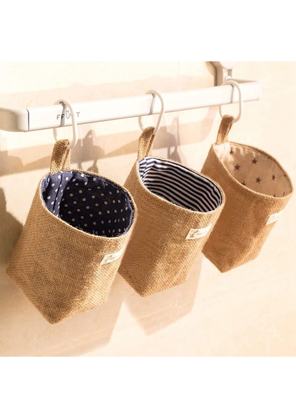 9 Parça Mini Duvara Asılı Saklama Torbaları Pamuk Keten Katlanabilir Depolama Sepeti Kutusu Dekoratif Asılı Çanta (Yurt Dışından) indirimleri