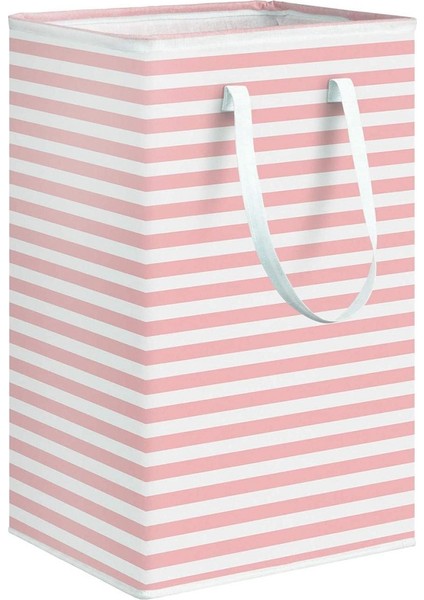 75L Büyük Çamaşır Sepeti Katlanabilir Giysi Saklama Sepeti Genişletilmiş Saplı Şerit Oyuncaklar Saklama Çantası - Pembe (Yurt Dışından)