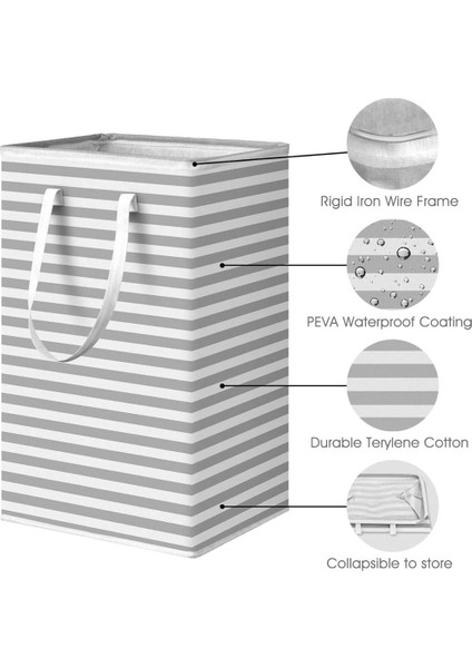 75L Büyük Çamaşır Sepeti Katlanabilir Giysi Saklama Sepeti Genişletilmiş Saplı Şerit Oyuncaklar Saklama Çantası - Pembe (Yurt Dışından) fiyatları