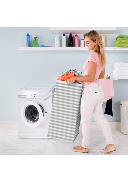 75L Büyük Çamaşır Sepeti Katlanabilir Giysi Saklama Sepeti Genişletilmiş Saplı Şerit Oyuncaklar Saklama Çantası - Pembe (Yurt Dışından) modelleri